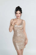 Gold Sequin Mini Dress